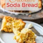 This Cheddar Soda Bread is really easy and fast to make any day of the week. Customize it with different cheese or add herbs. One-bowl recipe without any fuss. Perfect for dinner or snack | imagelicious.com #sodabread #quickbread #cheesebread