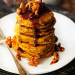 These Pumpkin Ricotta Pancakes are thick and dense, but still soft with a distinct ricotta flavour. They are perfect for a lazy autumn weekend morning brunch with delicious fall spices | Imagelicious