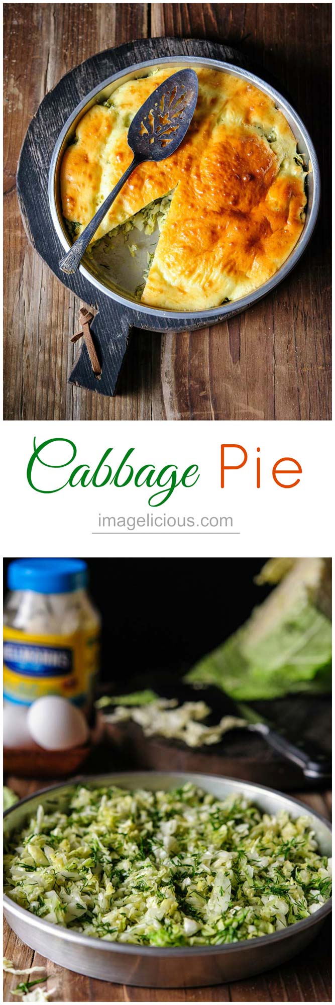 Cabbage Pie - cabbage, eggs, dill and quick mayonnaise based batter - delicious lunch or dinner perfect for any time of the year. Healthy and low carb | Imagelicious