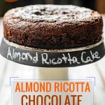 This delicious Gluten-free Almond Ricotta Chocolate Cake is perfect for any special occasion. It's moist, dense, flavourful, and healthy. It's filled with healthy ricotta and almonds, has very little sugar and no oil or butter. It's also naturally Gluten-Free | imagelicious.com #glutenfree #chocolate #cake #chocolatecake #almondcake #ricottacake