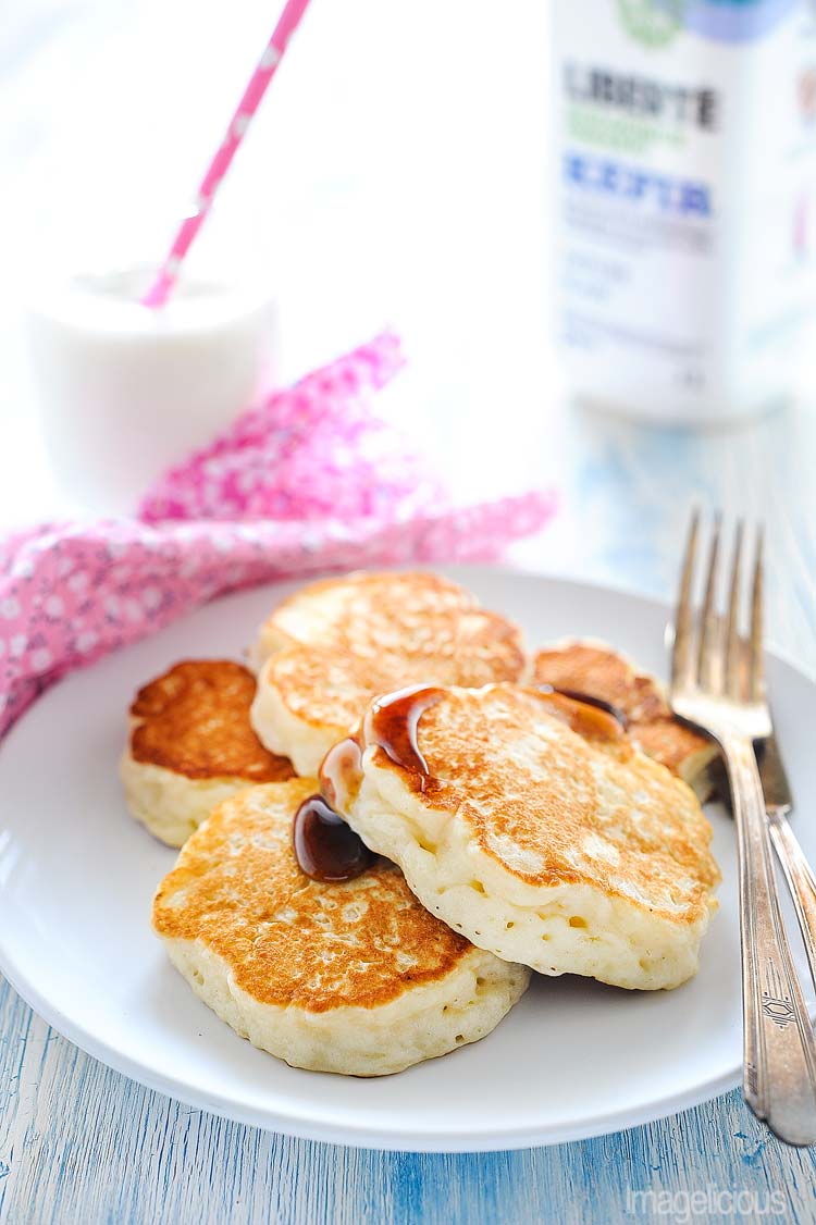 Kefir Yeast Pancakes - extra fluffy from yeast, slightly tangy from kefir. Unique recipe for pancakes. Perfect for a lazy weekend | Imagelicious