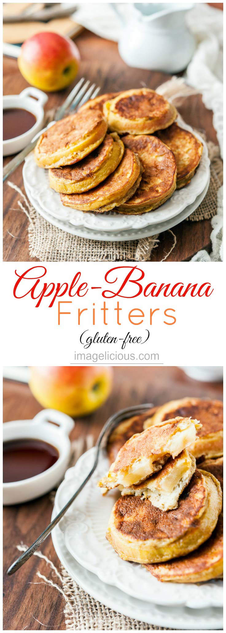 Apple Banana Fritters taste like dessert but are perfect for a healthy breakfast. They are gluten-free, easy to make and have only a handful of ingredients | Imagelicious