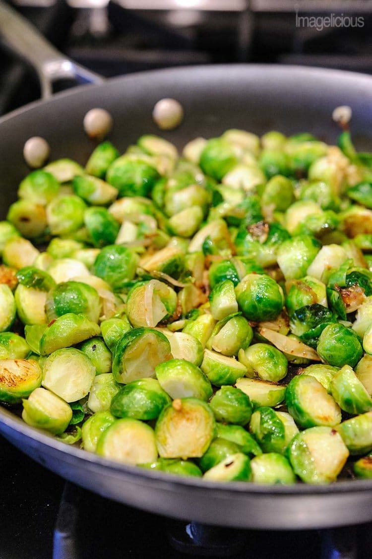 Skillet with brussels sprouts