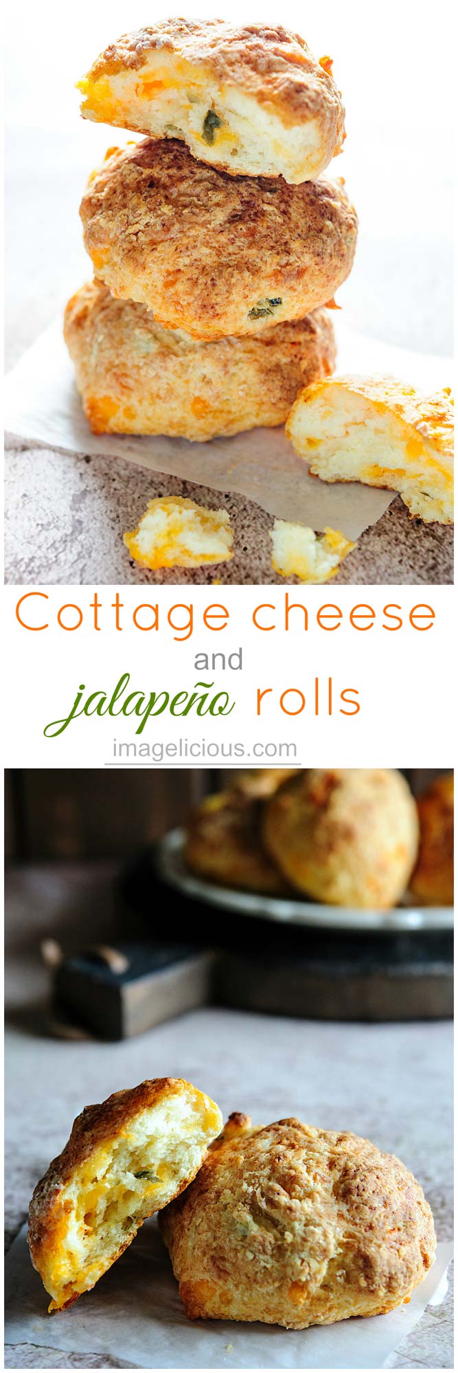 Cheesy, spicy, soft and spongy these Cottage Cheese and Jalapeño Rolls are easy to make. They are perfect for eating on their own or using in sandwiches | Imagelicious