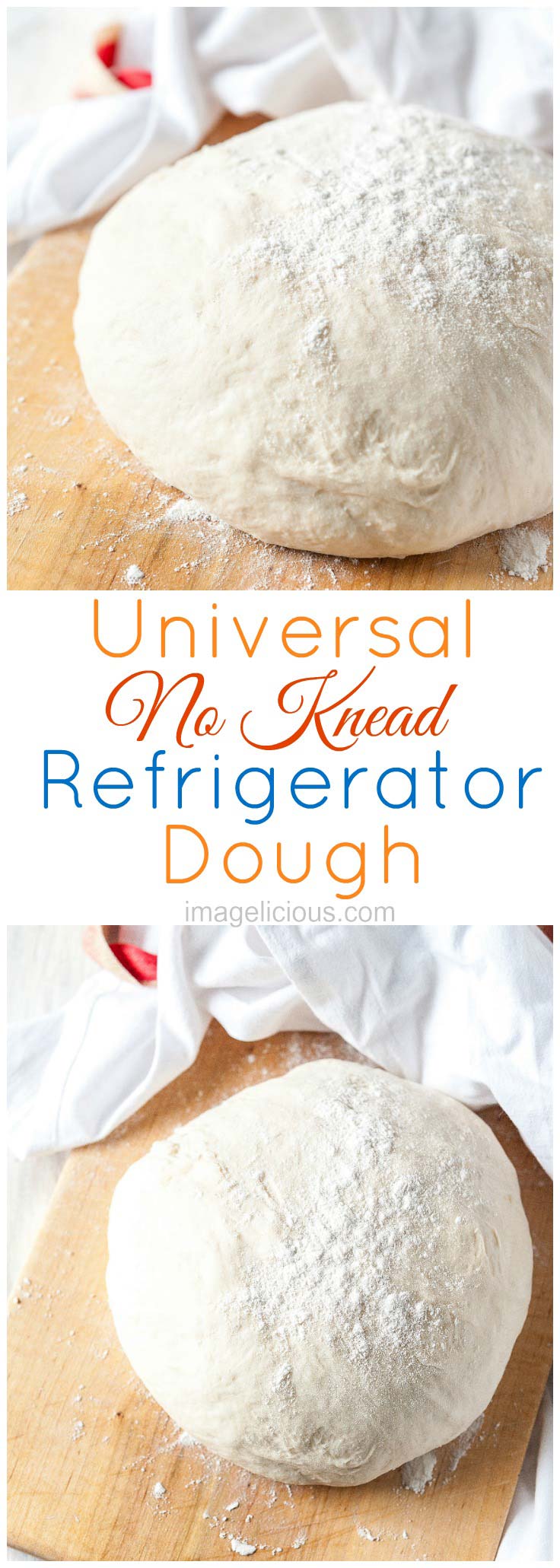 Universal No Knead Refrigerator Dough is very easy to make. You only need 5 minutes to mix all the ingredients with a spoon and then leave the dough in the fridge or overnight. It can be used for rolls, pizza, crescents, or even bagels | Imagelicious