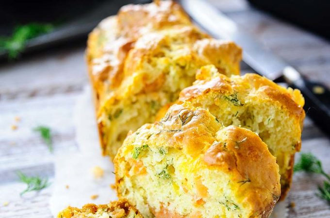 Smoked Salmon and Dill Savoury Cake is an excellent appetizer or a snack. Great to stretch a little bit of smoked salmon into an elegant and unique way. Perfect addition to a seafood platter. Delicious with a glass of wine | Imagelicious