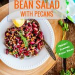 This Easy Bean Salad with Pecans is perfect for summer picnics or potlucks. It's made only with a handful of ingredients found in your pantry but has a really bright and vibrant flavour. It's healthy, filling, naturally gluten-free and vegan! Great for summer meal prep | imagelicious.com #mealprep #vegan #beansalad #picnic #picnicsalad #georgianbeansalad
