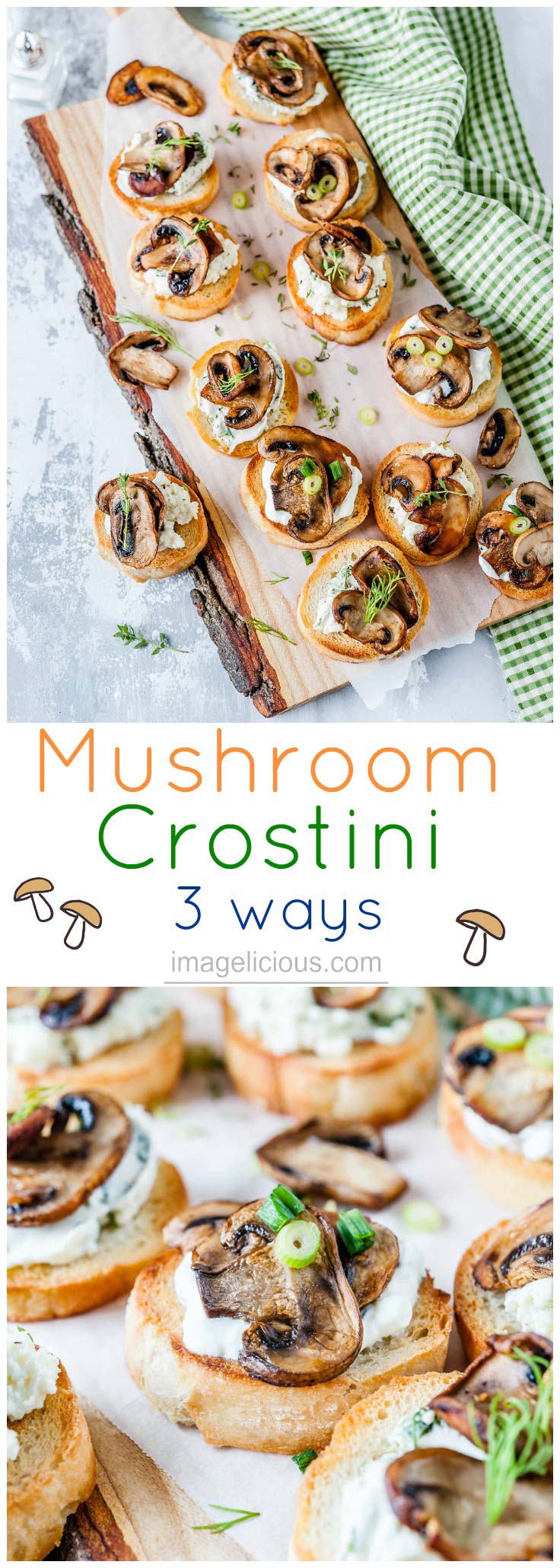 Mushroom Crostini is delicious and elegant appetizer that is really easy to make and is perfect for any time of the year. Made with ricotta, sour cream, or cream cheese, and, of course, perfectly sautéed mushrooms, they will satisfy any taste | Imagelicious