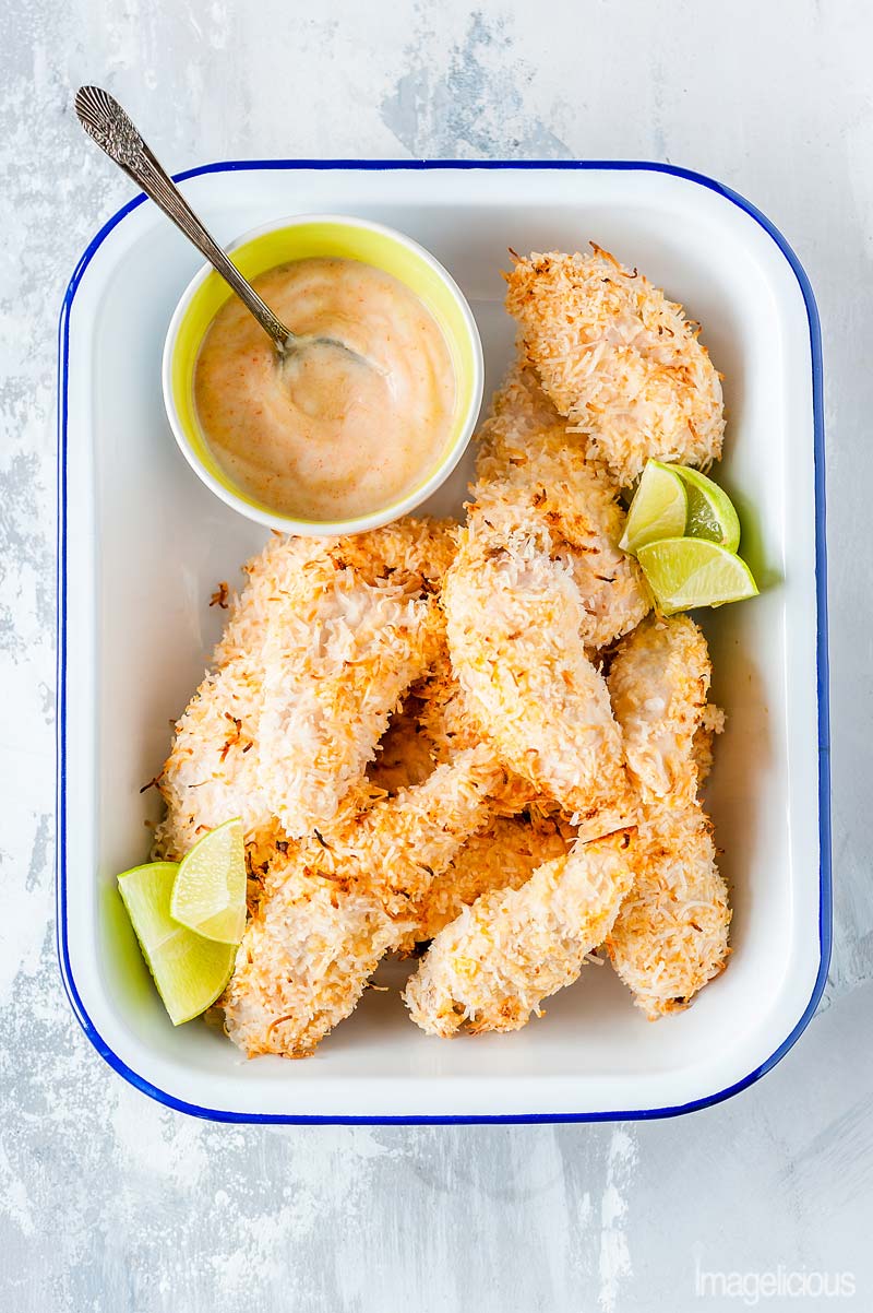 Yogurt isn't just for breakfast and snacks. Add great flavour and Great Value Yogurt to savoury dishes and enjoy this versatile ingredient during dinner. Coconut Chicken Fingers made with Vanilla Great Value Yogurt will delight everyone | Imagelicious