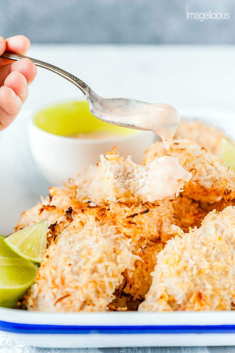 Yogurt isn't just for breakfast and snacks. Add great flavour and Great Value Yogurt to savoury dishes and enjoy this versatile ingredient during dinner. Coconut Chicken Fingers made with Vanilla Great Value Yogurt will delight everyone | Imagelicious