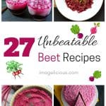 27 Unbeatable Beet Recipes will satisfy all your beet cravings. From breakfasts, to salads, to mains, to desserts, to drinks, there are recipes for any taste and occasion. Beautiful and healthy beets add a brilliant pink colour to all the recipes thus making them perfect for Valentine's Day.