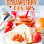 This Strawberry Chia Jam is sweet, delicious, and perfectly healthy as it contains no refined sugar! Made in an Instant Pot or another electric pressure cooker, it takes very little hands-on time and is super convenient to make | imagelicious.com #chia #chiajam #instantpot #instantpotjam #freezerjam