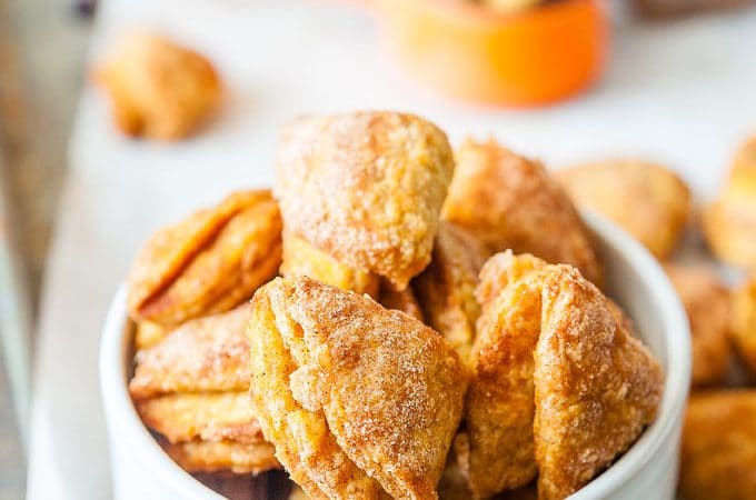 Closeup of a bowl filled with Pumpkin Ricotta Cookies