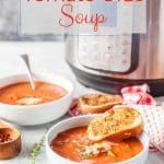 Instant Pot Tomato Orzo Soup is wonderfully filling and savoury. It is really easy to make and has minimal ingredients | imagelicious.com #tomatosoup #instantpot #orzo #sponsored