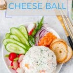 This Smoked Salmon Cheese Ball tastes like a smoked salmon sandwich but less expensive. Easy, festive, delicious, and affordable | imagelicious.com #smokedsalmon #cheeseball #entertaining #affordable