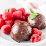 Closeup of Instant Pot Nutella Cake Bites on a plate