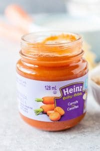 Jar of baby food carrot purée