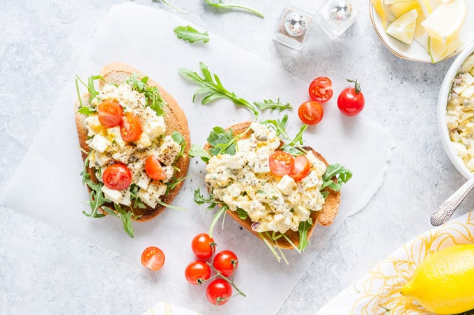 Two egg salad sandwiches