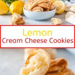 These Lemon Cream Cheese Cookies are flaky, lightly sweetened, with subtle lemon flavour. They taste almost like lemon pie dough. Egg-free | imagelicious.com #cookies #lemon #creamcheesecookies