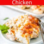 Goat Cheese and Dill Hasselback Chicken is an easy and delicious way to cook chicken breast. It's perfect for a weeknight meal. Juicy and delicious. Great for meal prepping | imagelicious.com #hasselback #chickenbreast #mealprep