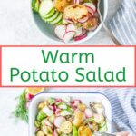 This Warm Potato Salad without Mayo is delicious, fresh, and light. It's super easy to make and cooking potatoes in Instant Pot saves a lot of time. Perfect for summer picnics or any time of the year | imagelicious.com #potatosalad #cucumbers #radishes