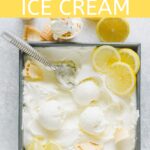 No Churn Lemon Ice Cream is refreshing, smooth, and creamy. It takes only a few minutes to make and just a few ingredients. No ice cream maker needed! Super easy and delicious frozen dessert | imagelicious.com #imagelicious #icecream #nochurnicecream #lemon