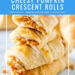 Cheesy Pumpkin Crescent Rolls are the easiest fall snack or appetizer. Delicious and very fast to make. Perfect for those cheese cravings. Great to make on a busy weeknight | imagelicious.com #crescentrolls #pumpkinrecipe #cheese