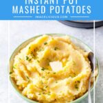 These Instant Pot Mashed Potatoes are decadent and creamy. There's no draining after cooking and no adding of more ingredients, everything is cooked together in Instant Pot for the ultimate, soft, and delicious mashed potatoes | imagelicious.com #instantpotrecipes #mashedpotatoes #thanksgiving
