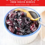 Berry Sauce is a delicious accompaniment to waffles, pancakes, yogurt parfait, or even cakes. It's easy to make with ingredients already in your kitchen and it uses easily accessible year around frozen berries. Only 5 minutes to make and it can be flavoured anyway you like | imagelicious.com #berries #sauce #dessert