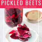 These Refrigerator Pickled Beets are really quick and easy to make. They are delicious and have a great sweet and tangy flavour. Perfect to add to a charcuterie platter, salads, or sandwiches | imagelicious.com #pickles #beets #pickledbeets