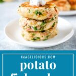 Potato Fish Cakes are delicious and healthy. They are great hot or cold and perfect for meal prepping. Eat on their own as an appetizer or as a main course with a side of salad | imagelicious.com #potatocakes #fishcakes #glutenfree