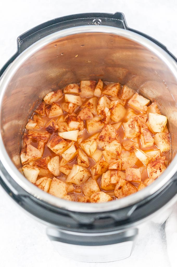 Cooked Apple Pie Filling in Instant Pot.