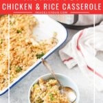 Instant Pot Chicken and Rice Casserole is a delicious weeknight meal that takes only minutes to pull together. Eat straight out of the pot or add your favourite toppings for a crunchy and creamy texture | imagelicious.com #instantpotrecipes #chickenrice #casserole