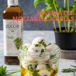 Marinated Mozzarella Balls (Bocconcini) are a simple and delicious appetiser. Perfect for holidays or as a gift. Easy to make and fun to add a bit of variety to a traditional cheese platter | imagelicious.com #marinatedmozzarella #bocconcini #sponsored