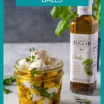Marinated Mozzarella Balls (Bocconcini) are a simple and delicious appetiser. Perfect for holidays or as a gift. Easy to make and fun to add a bit of variety to a traditional cheese platter | imagelicious.com #marinatedmozzarella #bocconcini #sponsored